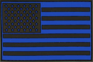 Blue/Black US American Flag PVC Patch with Hook and Loop Backing