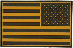 Tan/Black Reverse US American Flag PVC Patch with Hook and Loop Backing