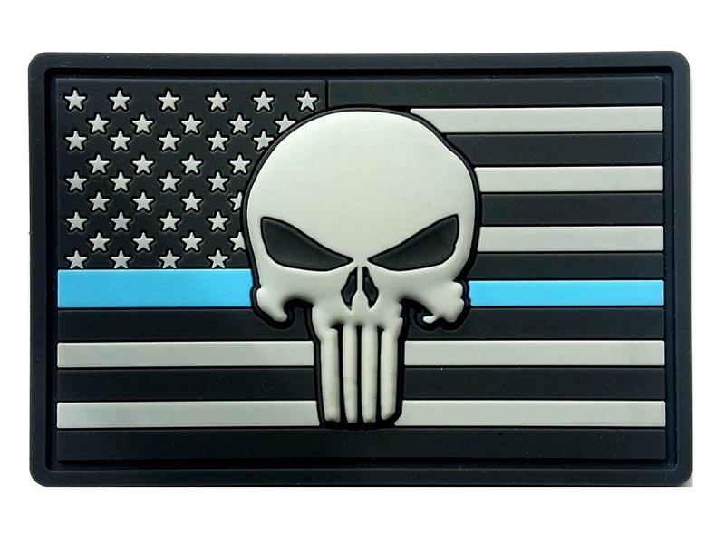 skull-blue-line-pvc-flag-patch