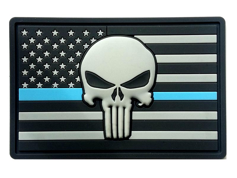 Thin Blue Line Patches 3 skull-blue-line-pvc-flag-patch