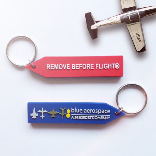 red and blue rubber custom keychain